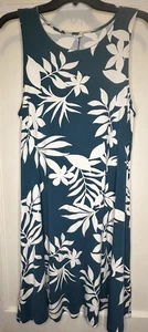 Old Navy Large Cerulean Blue White Foliage Sleeveless Women’s Tank Dress NWT - Picture 1 of 8