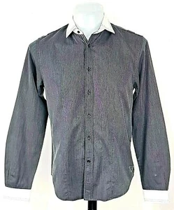 GUESS Mens Black & White L/S DRESS SHIRT Evening Formal - 15" - S - 38" - £99 - Picture 1 of 12