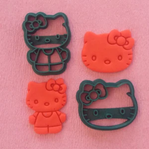 Hello Kitty Set 2pcs Cookie Cutter Trimmer Shape Cake Design - Picture 1 of 1