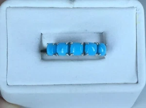 Size 6 Arizona Sleeping Beauty Turquoise 5 Stone Ring Sterling Silver  - Picture 1 of 5