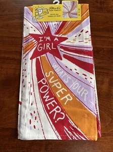 NEW Blue Q Dish Towel “I’m A Girl-What’s Your Superpower?” 100% Cotton 21”x28”  - Picture 1 of 2