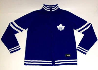 NHL Hockey Toronto Maple Leafs Zip Up Knit Sweater ~ Mens Size Large NEW - Image 1 of 4