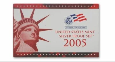 2005 US Silver Proof 10 Coin Complete Set. Complete with outer box and COA - Image 1 of 3