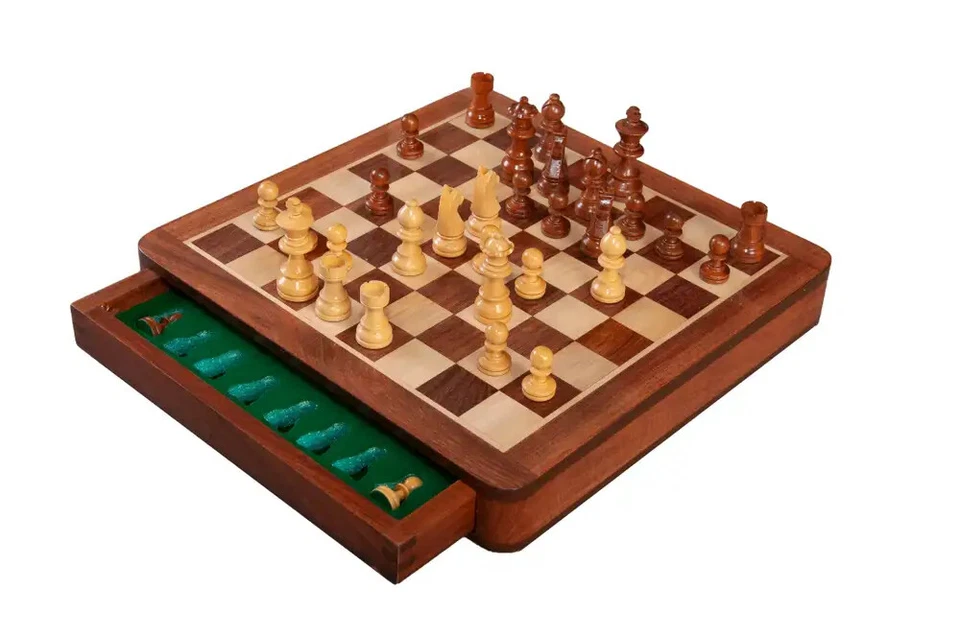 WOODEN MAGNETIC Travel Chess Set - 10" Square - Image 1 of 1
