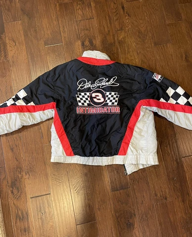 Nutmeg NASCAR #3 Earnhardt Intimidator Checkered Flag Puffer Jacket XL BROKE ZIP Cover