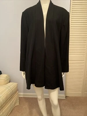 De Colección Evan Picone Chic Estilo Columpio Negro Lana Chaqueta/Abrigo Abrigo Bolsillos Talla 14 Foto 1 de 4