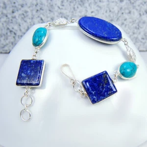 Sympathische Damen-Armband Lapis Lazuli Edelsteine Filled Sterling Silber 925 - Bild 1 von 2