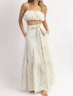 Mable Embroidered Crop And Skirt Set For Women   Size L