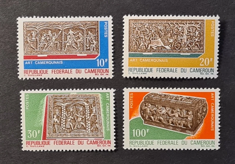 JUEGO DE TALLAS DE MADERA ARTÍSTICAS CAMERÚN FRANCÉS XF MNH Foto 1 de 1