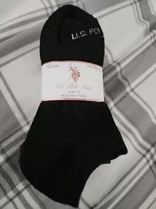 10 Paar US Polo Assn. Grau & schwarz feuchtigkeitskontrollierende tief geschnittene Damensocken NEU - Bild 1 von 6