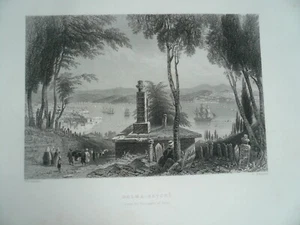 Istanbul, Necropolis of Pera-anno 1838---steelengraving, Bartlett - Picture 1 of 1