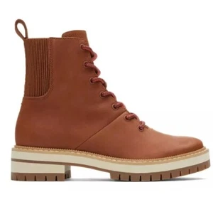Toms Frankie Brown Water Resistant Lace-Up Boot Combat Womens 9 - Picture 1 of 7