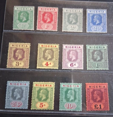 NIGERIA 1914 KG V 1/2d a £1 SG 1 - 12a Sc 1 - 12 wmk MCCA Set 12 MLH/MH Foto 1 de 2