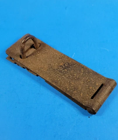 Vintage 6 5/8" Barn Door Hasp Latch Lock Chest Gate Padlock Hinged W/Keep Cover