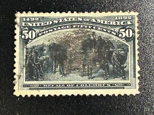 US Stamps Scott #240 VF Used 50c Dull Slate Blue Columbian SCV $175 APS life mbr - Foto 1 di 2