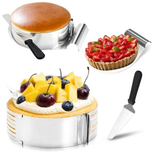 4tlg Torten Set Backzubehör Glasurmesser Kuchenwerkzeuge Tortenmesser Tortenring - Bild 1 von 10