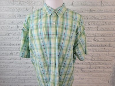 Camisa de hombre Covington Easy Care cuello 3XL azul verde a cuadros manga corta con botones Foto 1 de 4