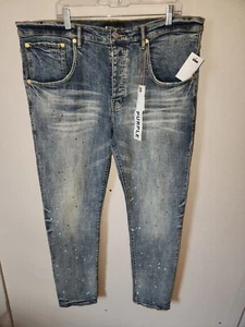 NWT Purple Brand P002 Paint Splatter Button Fly Denim Jeans - Men's 40W x 36L - Picture 1 of 9