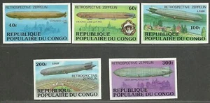 Congo 1977 en muy buen estado sin montar o nunca montado imperf. Estampillas Scott # 408-412 historia de zepelín de aviación - Imagen 1 de 2
