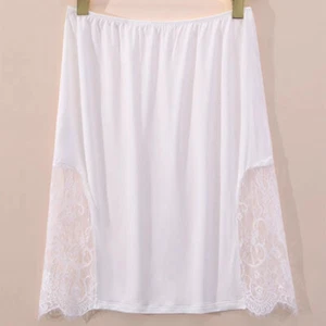Women Lace Petticoat Skirt Underskirt Slit Splice Midi Half Slip Casual Formal - Picture 1 of 10