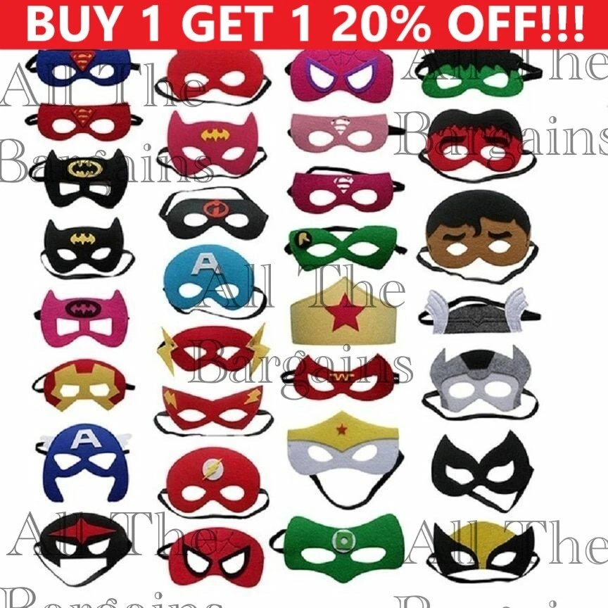 HANDMADE Kids Fancy Dress Face Masks-Boys Girls Superhero Felt Mask Party Movie Costume