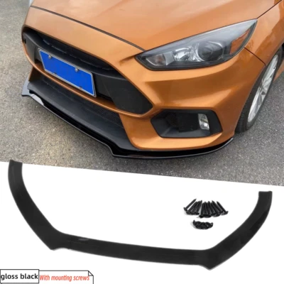 Front Bumper Lip Splitter Fits Ford Focus RS ST 2016-2018 Body Kits Glossy Black - Image 1 of 4
