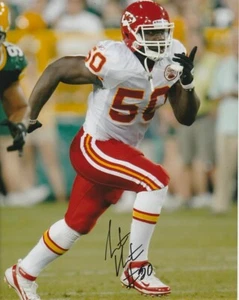 JUSTIN HOUSTON SIGNED KANSAS CITY CHIEFS FOOTBALL 8x10 PHOTO #2 NFL AUTOGRAPH - Picture 1 of 2