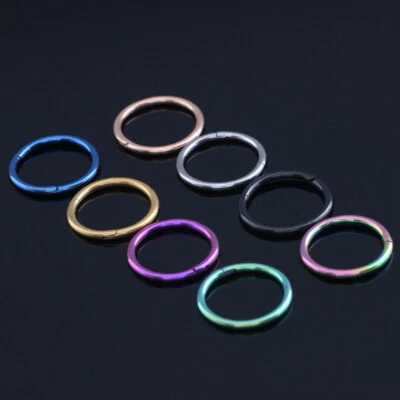 Fashion Surgical Steel Double Stack Hoop Clicker Nose Ear Hinged Tragus Ring s01 - Image 1 of 4