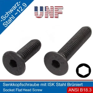 Senkkopfschraube mit Innensechskant 10-32 UNF Stahl 12.9 schwarz | - Picture 1 of 12