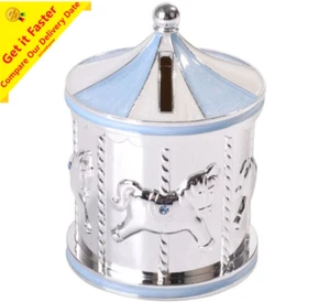 Carrusel Merry Go Round Dinero Banco Caja Bebé Niño AZUL Regalo Bautizo 20399 - Imagen 1 de 5