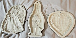 3 BROWN BAG COOKIE ART Hill Design Molds Easter Bunny Angel Valentine's Heart - Picture 1 of 15