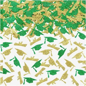 Shimmering Success 2023: Green & Gold Graduation Confetti - Celebrate with Gradu - Picture 1 of 4