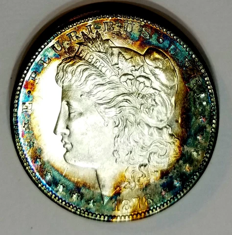1878-S  Morgan Dollar Gem BU Semi PL to PL Rainbow Toned Proof-like Cover