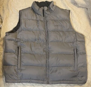 Eddie Bauer Premium Goose Down Puffer Vest Jacket Men Size XXL Gray/Black - Picture 1 of 16