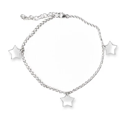 Cavigliera in argento 925 constelline pendenti, gioiello moda estate - Immagine 1 di 2