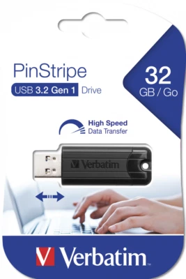 Verbatim 49317 PinStripe 32GB Pendrive USB Drive USB 3.2 Gen 1 - Image 1 of 4