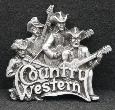 WB09144 *NOS* VINTAGE 1981 **MÚSICA COUNTRY WESTERN** HEBILLA DE CINTURÓN DE VIOLÍN VAQUERO Foto 1 de 2