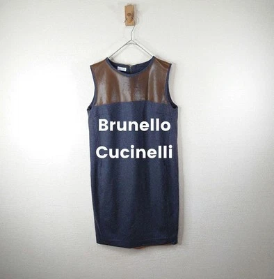 罕见 Brunello Cucinelli 皮革羊毛连衣裙开关 — 第 1/4 张图片