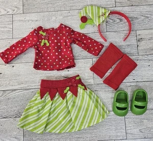 American Girl Wellie Wishers Doll Christmas Elf Outfit Skirt Top Shoes Headband  - Picture 1 of 7