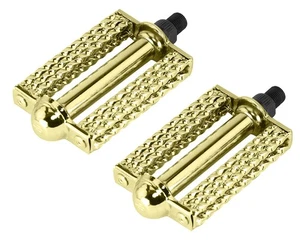 Gold Bicycle Pedals DTRIPLE SQUARE TWISTED  1/2" Spindle Lowrider Cruiser Bike - Picture 1 of 1