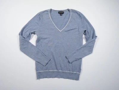 Club Monaco Sweater Mens Small Blue Vneck Knit Lightweight Wool Preppy Adult - Image 1 of 4