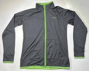 Reebok Long Sleeve Pocket Full Zip Sweater Gray Green Youth Size Large 12/14 - Picture 1 of 12