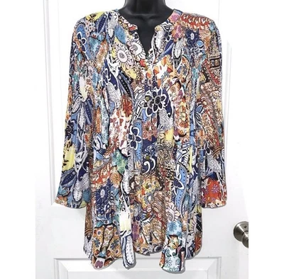 Spense multicolor button down front blouse size Large - Image 1 of 4