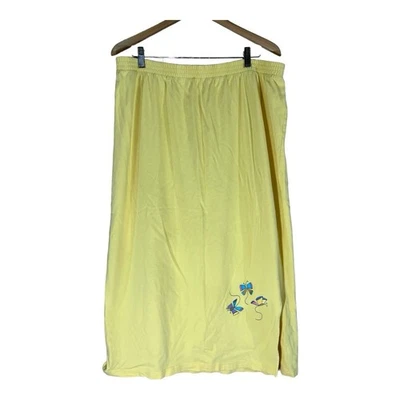 Quacker Factory Yellow Butterfly Maxi Skirt WOMENS 2X Plus Elastic Waist Pull On - Image 1 of 3
