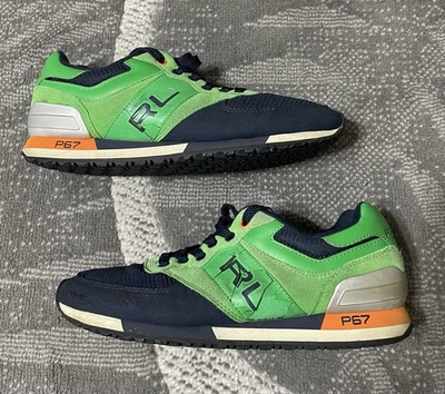Polo Sport Ralph Lauren Slaton RL Sneakers Mens 9D P67 Green Navy Retro Shoes - Image 1 of 4