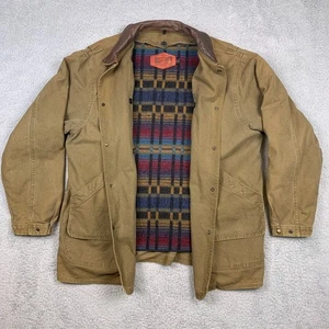 Vintage Chore Coat Mens XL Brown Canvas Blanket Lined Made in USA Early Winters - Picture 1 of 14
