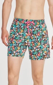 Chubbies Swim Trunks Black Pink Floral Shorts Bathing Suit Medium 5.5” inseam - Picture 1 of 17