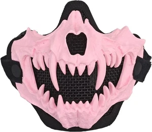 Airsoft Mesh Pink Mask, Adjustable Half Face Skull Mask for Tactical or Cosplay - Picture 1 of 9