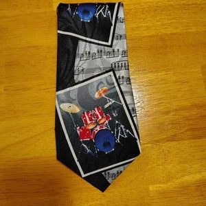 Vintage Steven Harris Hand Made Drum Set Necktie Great Christmas Gift - Picture 1 of 5