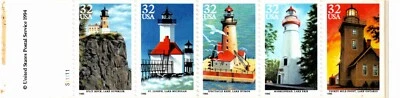 USA 1995 LIGHTHOUSES OF THE GREAT LAKES 20 STAMP 32 CENT BOOKLET SCOTT 2973a MNH - Image 1 of 4